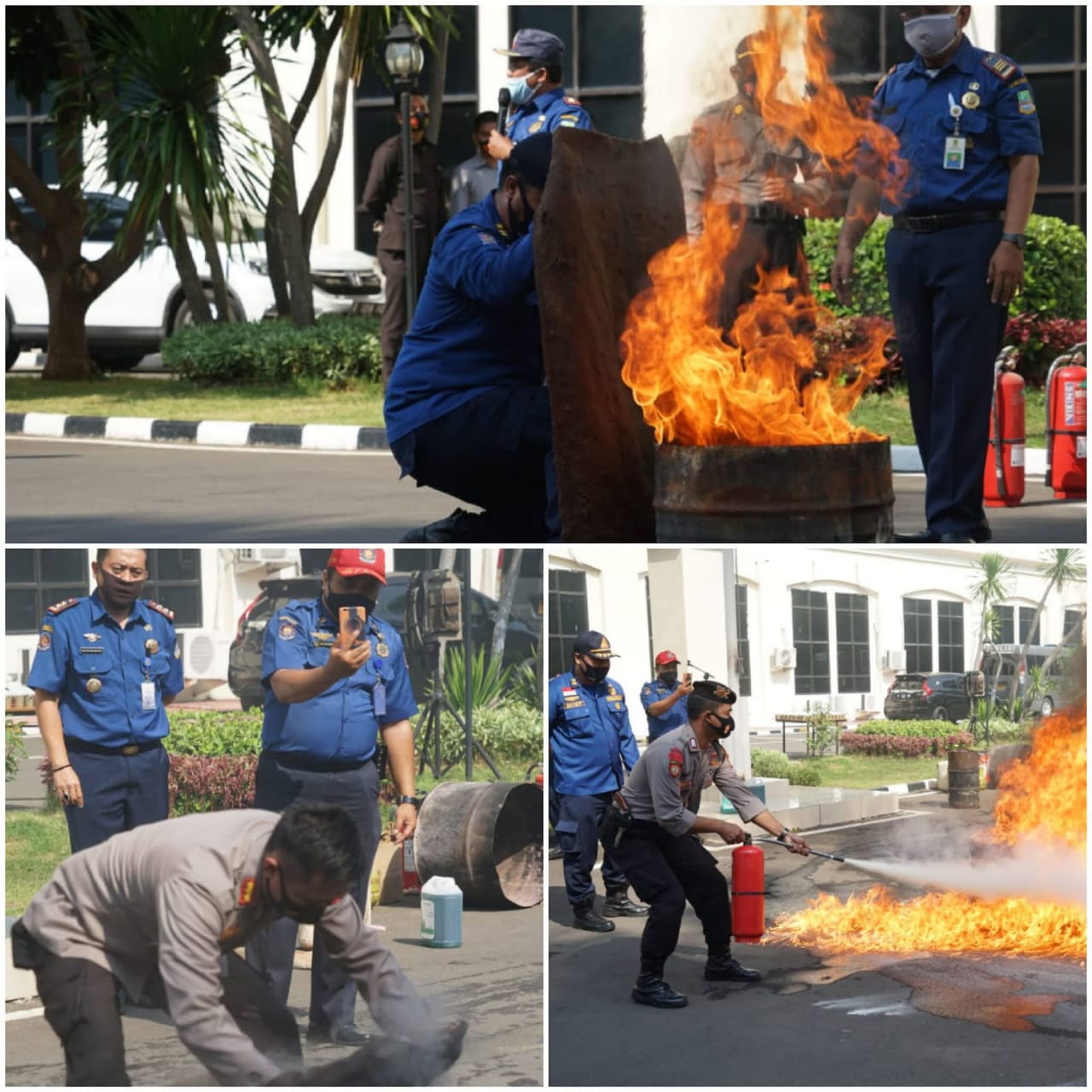 Read more about the article Damkar Berikan Pelatihan Dasar Pemadam Api Pada Putugas Polres Metro Bekasi