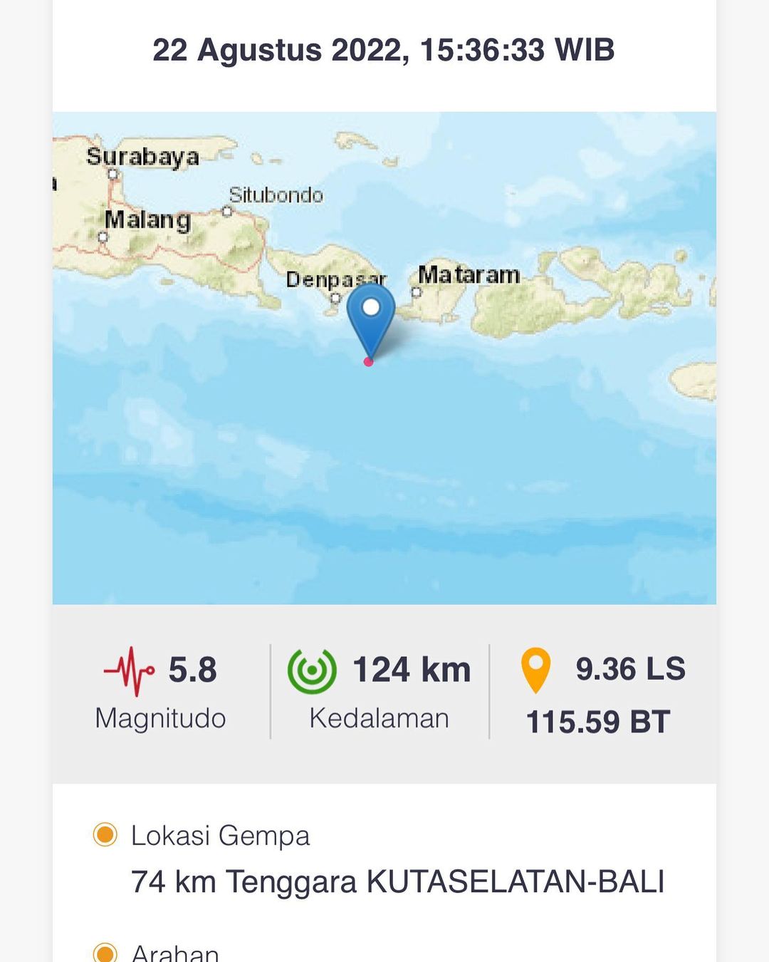 You are currently viewing Gempa M5,8 Guncang Bali, Warga Berhamburan Keluar Rumah