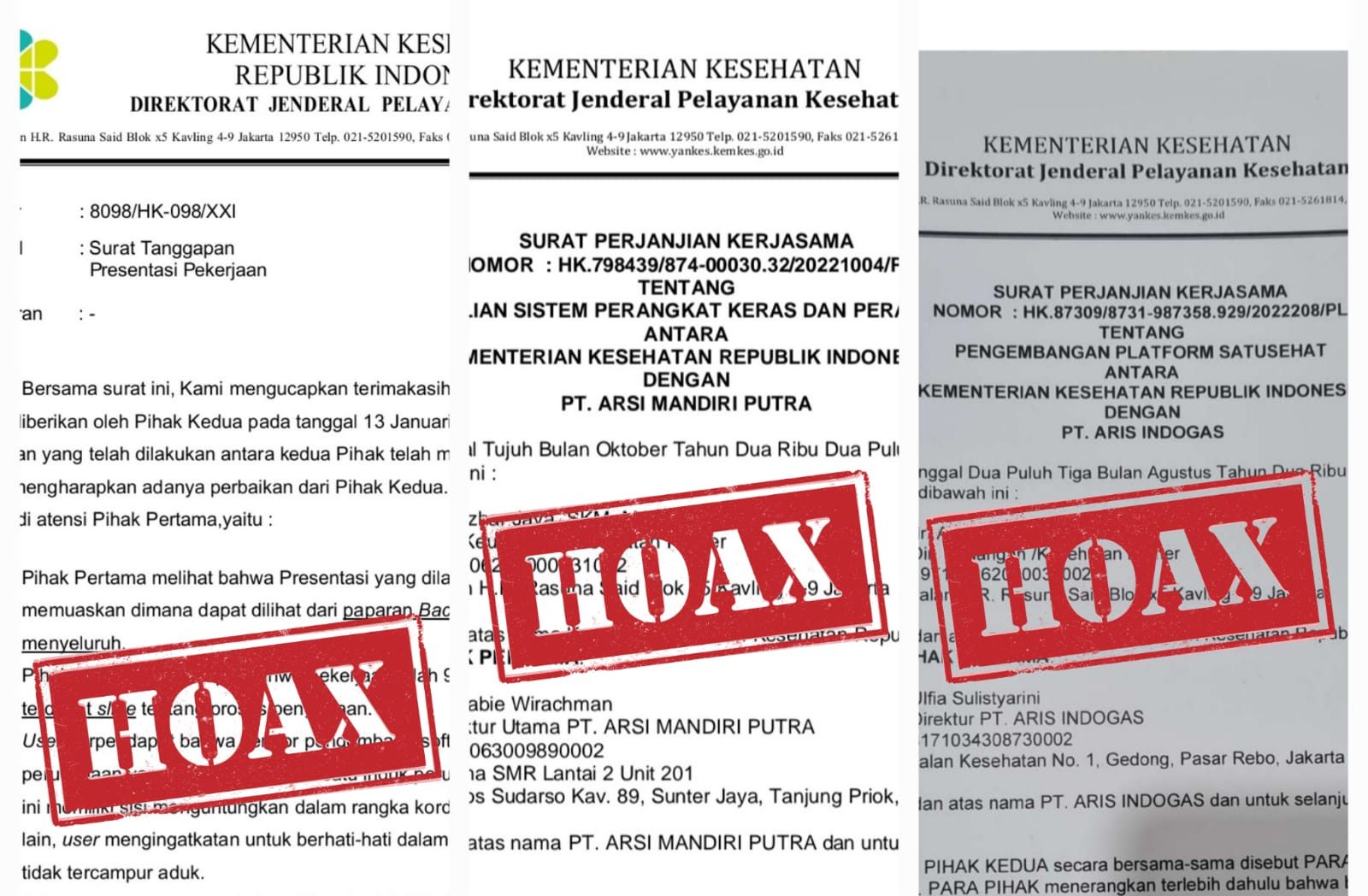 Read more about the article Viral! Program SATUSEHAT, 3 Surat Kontrak Kerja Sama Palsu