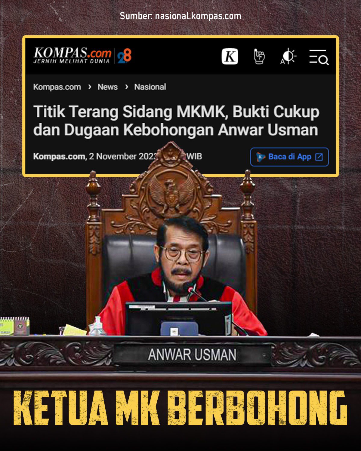 Read more about the article Anwar Usman Terbukti Bersalah, MKMK Temukan Dugaan MK Berbohong Soal Alasan Tak Ikut Rapat Utusan Usia Capres-Cawapres