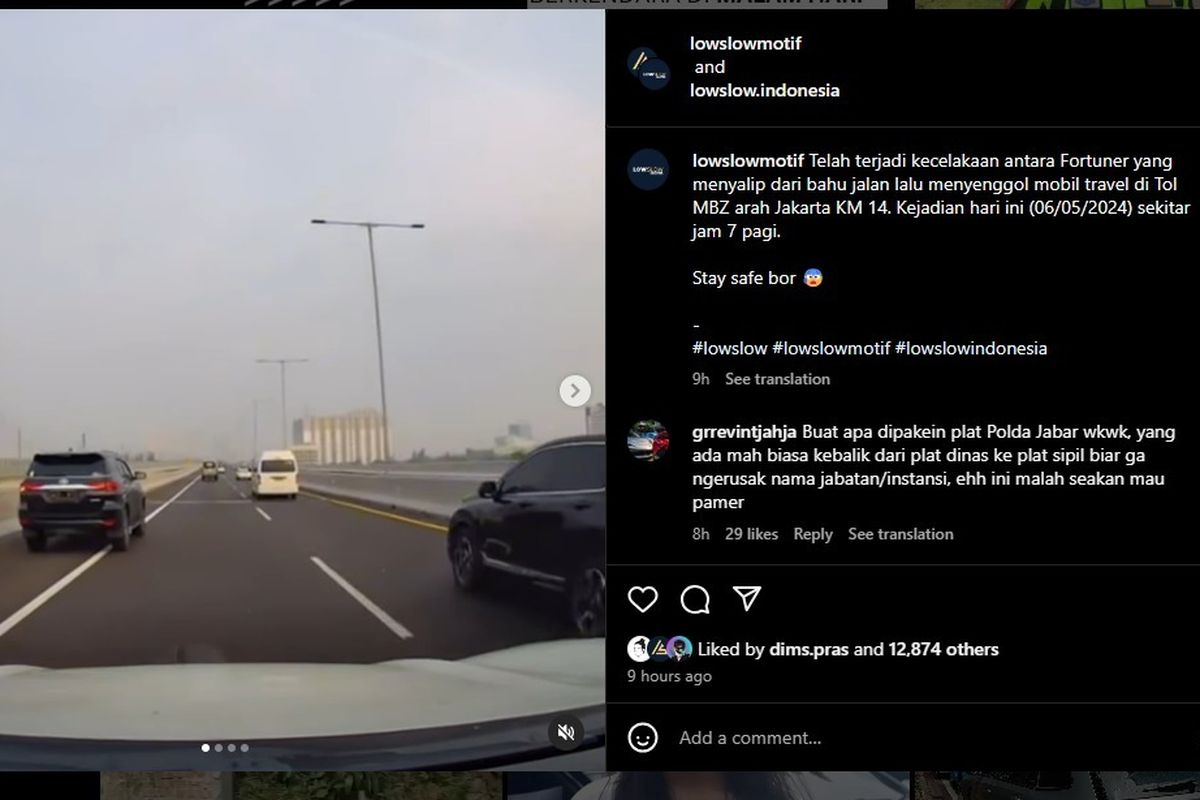 Read more about the article Fortuner Nekat Nyalip Dari Bahu Jalan Akibatkan Kecelakaan Di Tol Layang MBZ