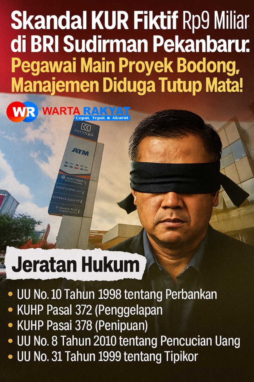 Read more about the article KUR Fiktif Rp9 Miliar di BRI Sudirman Pekanbaru: Pegawai Main Proyek Bodong, Manajemen Diduga Tutup Mata!