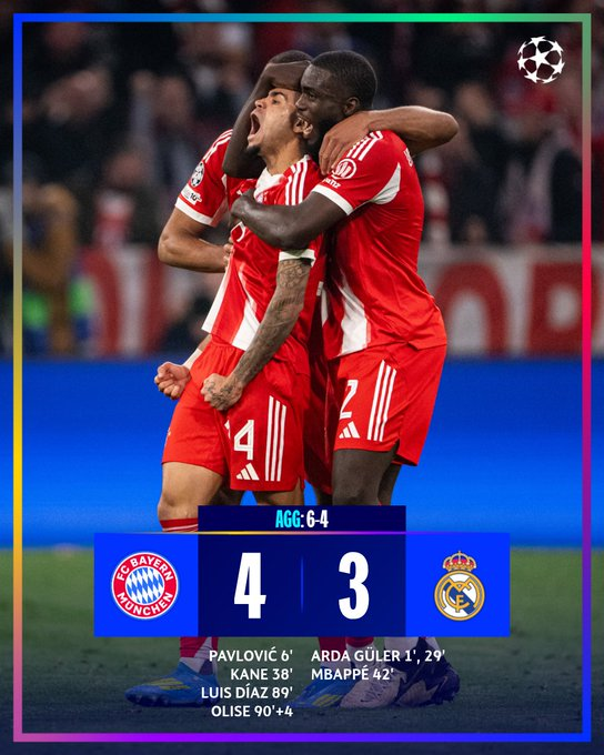 Bayern Munic Sukses Melaju ke Semifinal Liga Champions Usai Kalahkan Real Madrid Dengan Agregat 4-3