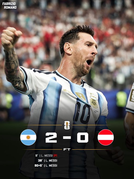 Read more about the article Argentina vs Austria 2-0, Messi Cetak 2 Gol, Resmi Jadi Pencetak Gol
