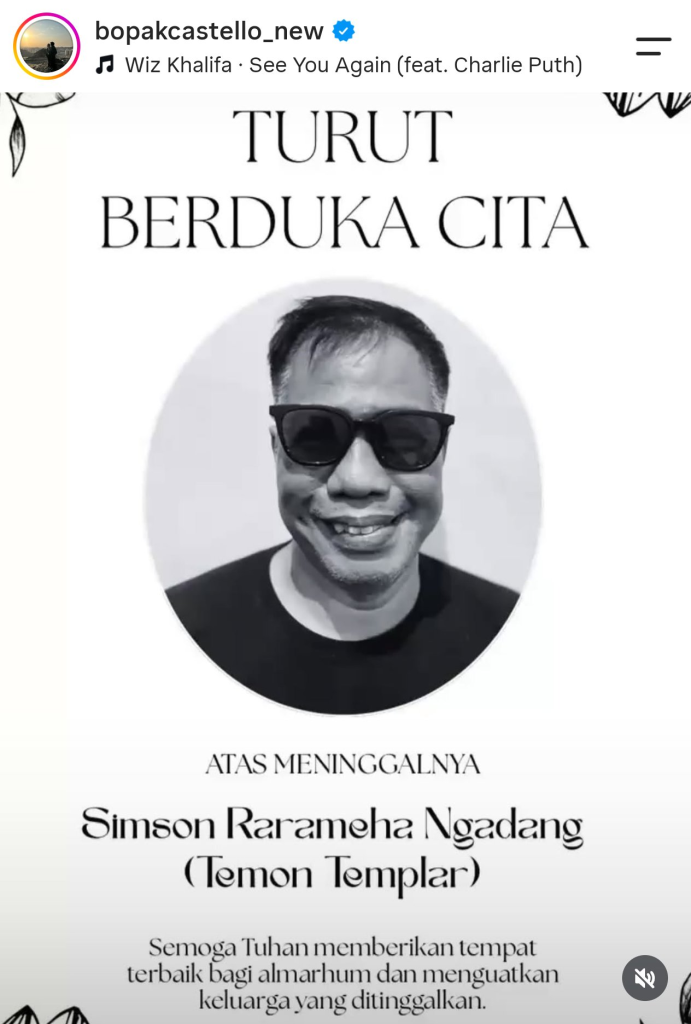 komedian temon meninggal dunia